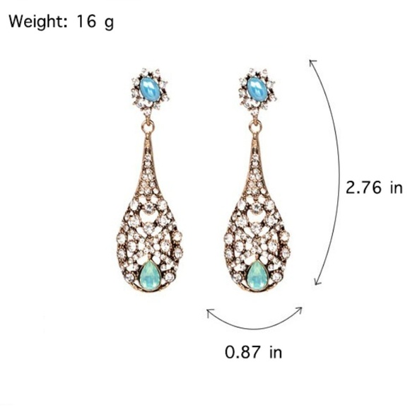 Last 1! Statement Water Drop Crystal Earrings - Picture 6 of 6